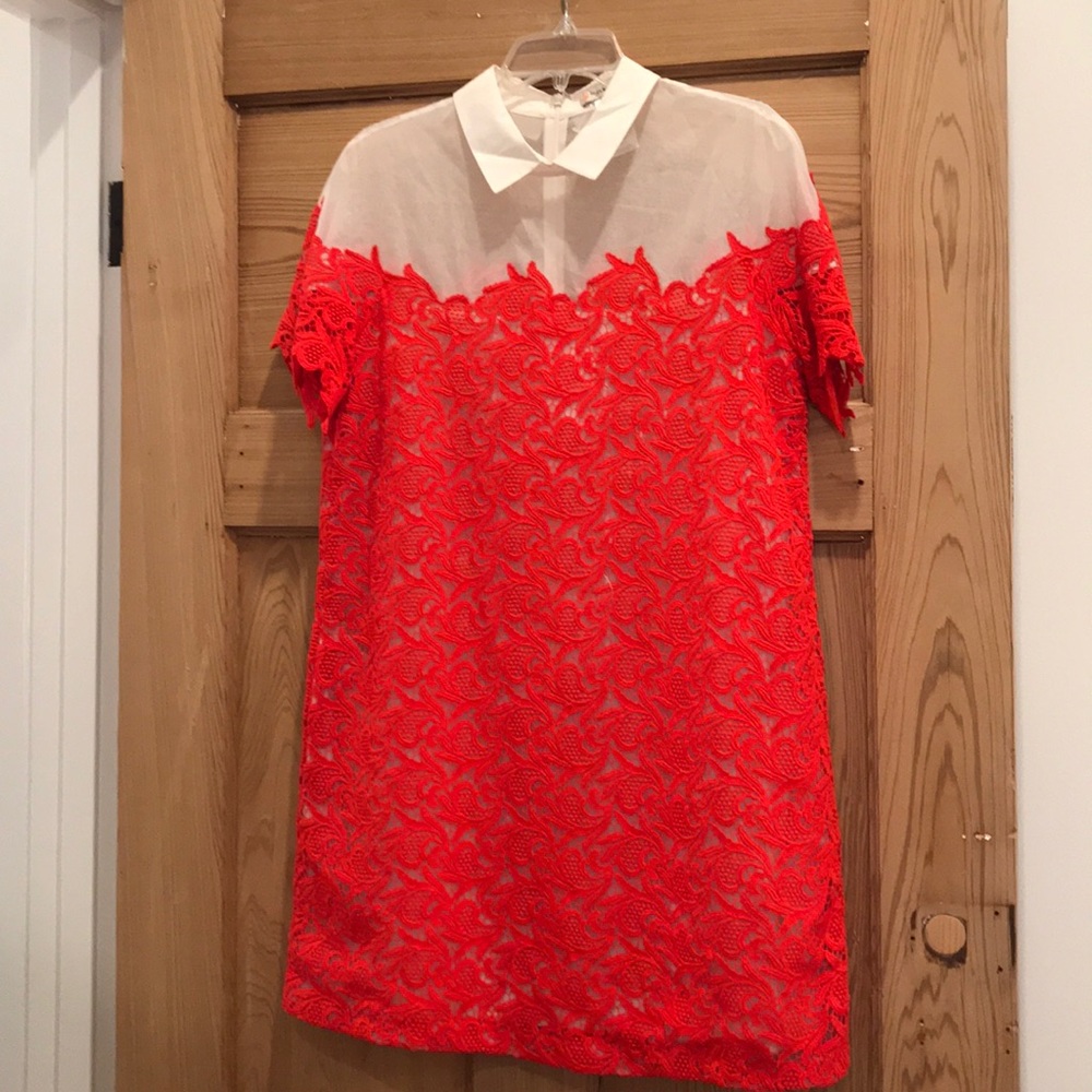 Paul & Joe Red and White Lace Dress